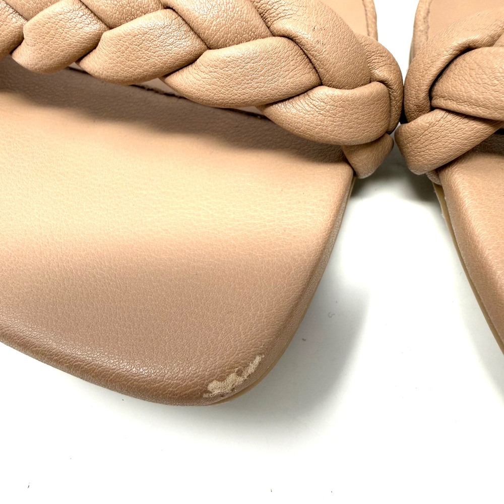 Dolce Vita Paily Braided Block Heel Slide Sandals Tan Leather Square Toe 9M - Picture 3 of 13